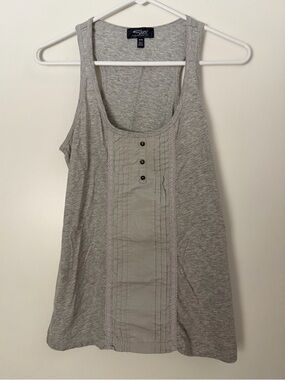 Silver Jeans Co. Lace Trim Button Tank Gray